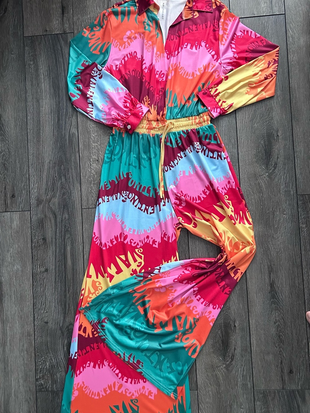 NWOT Tropical Resort Palazzo Jumpsuit Colorful Cruise Vacation Statement Outfit - Picture 2 of 16